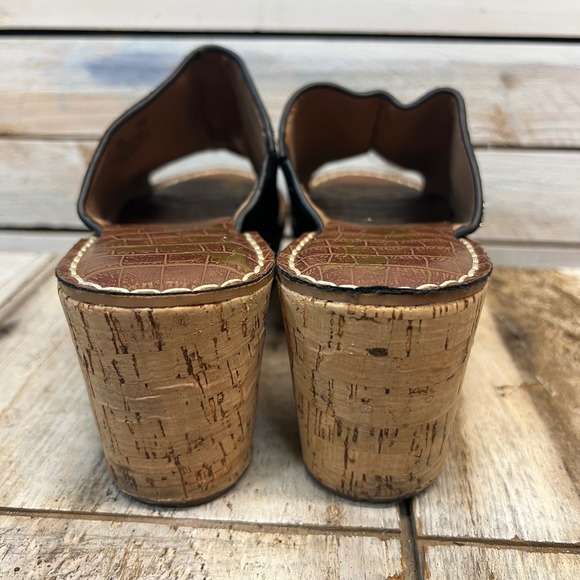 Sam Edelman Ranger Cork Wedge Slide Black Suede Platform Sandals 7.5 - Picture 5 of 8